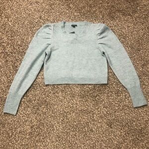 Wild Fable Aqua Blue Gigot Puff Sleeve Long Sleeve Cropped Sweater